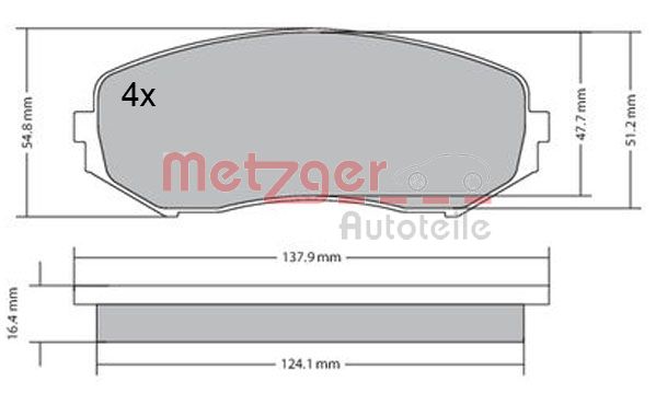 METZGER 1170357 Bremsbelagsatz, Scheibenbremse