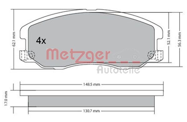 METZGER 1170358 Bremsbelagsatz, Scheibenbremse