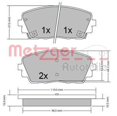 METZGER 1170361 Bremsbelagsatz, Scheibenbremse