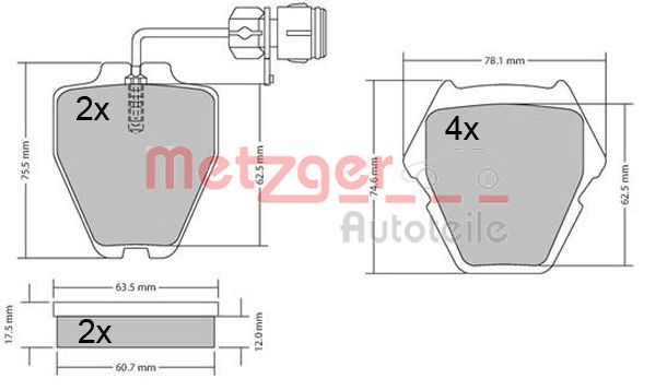 METZGER 1170364 Bremsbelagsatz, Scheibenbremse