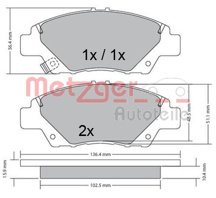 METZGER 1170367 GREENPARTS Bremsbelagsatz, Scheibenbremse