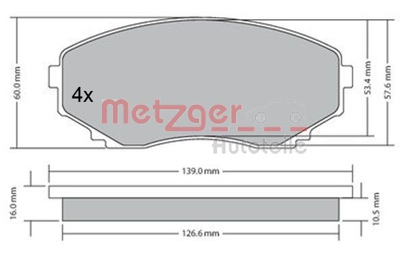METZGER 1170375 Bremsbelagsatz, Scheibenbremse
