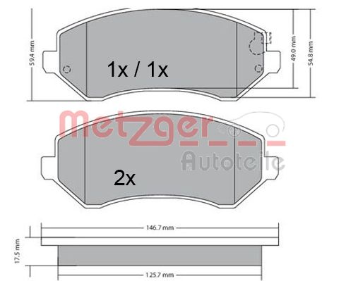 METZGER 1170378 Bremsbelagsatz, Scheibenbremse
