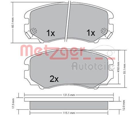 METZGER 1170379 Bremsbelagsatz, Scheibenbremse