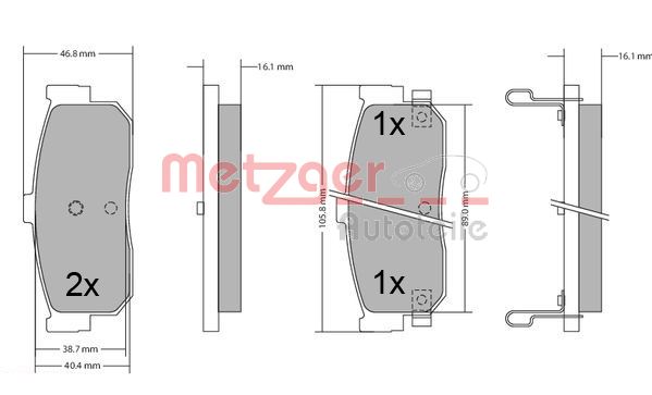 METZGER 1170387 Bremsbelagsatz, Scheibenbremse