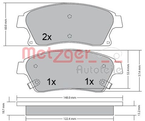 METZGER 1170393 Bremsbelagsatz, Scheibenbremse
