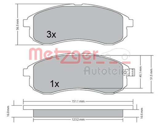 METZGER 1170406 Bremsbelagsatz, Scheibenbremse