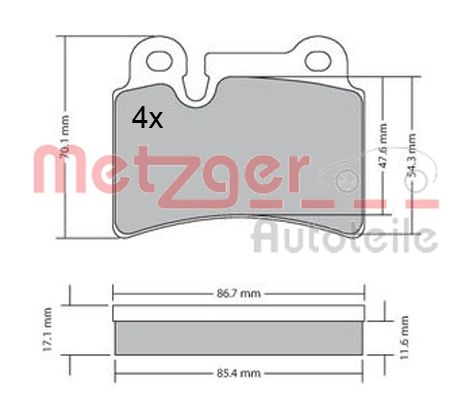 METZGER 1170408 Bremsbelagsatz, Scheibenbremse