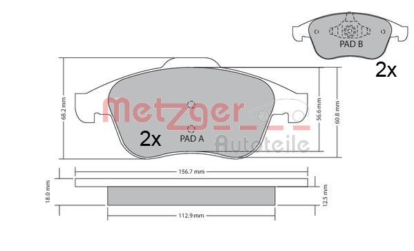 METZGER 1170409 Bremsbelagsatz, Scheibenbremse