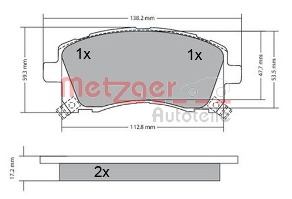 METZGER 1170416 Bremsbelagsatz, Scheibenbremse