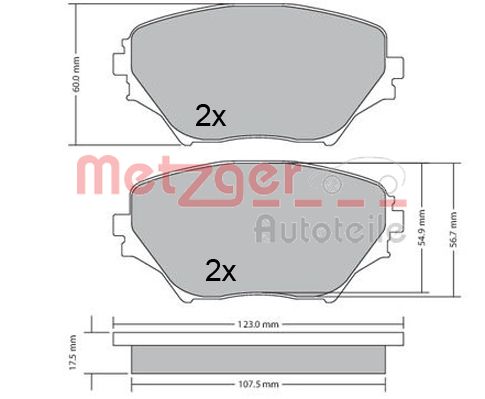 METZGER 1170418 Bremsbelagsatz, Scheibenbremse