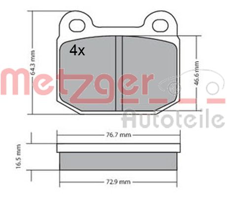 METZGER 1170425 Bremsbelagsatz, Scheibenbremse