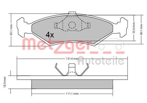 METZGER 1170426 Bremsbelagsatz, Scheibenbremse
