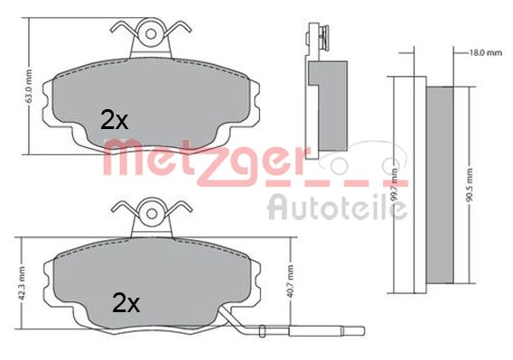 METZGER 1170427 Bremsbelagsatz, Scheibenbremse