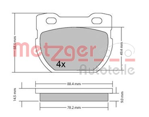 METZGER 1170432 Bremsbelagsatz, Scheibenbremse
