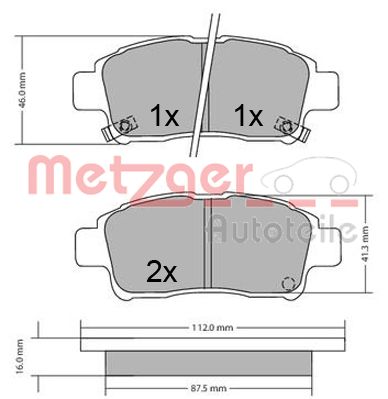 METZGER 1170436 Bremsbelagsatz, Scheibenbremse