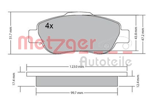 METZGER 1170440 Bremsbelagsatz, Scheibenbremse