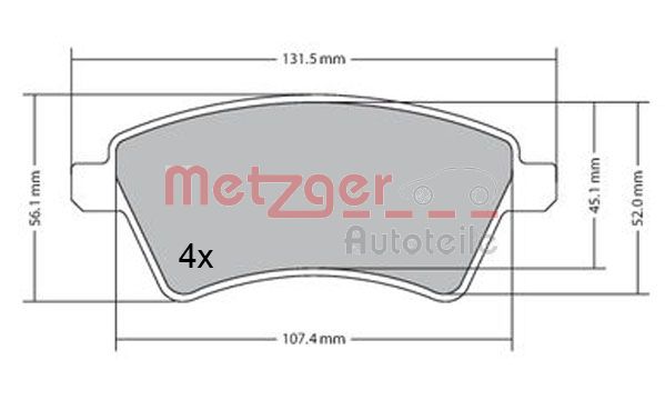METZGER 1170442 Bremsbelagsatz, Scheibenbremse