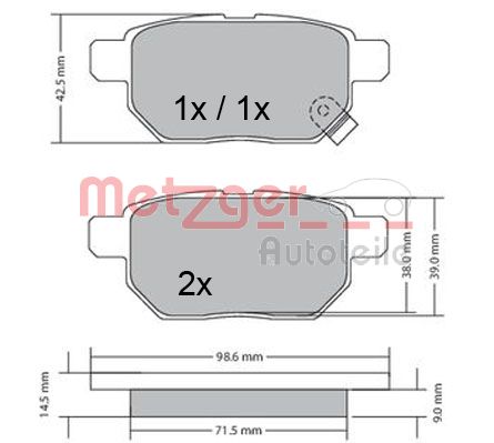 METZGER 1170444 GREENPARTS Bremsbelagsatz, Scheibenbremse