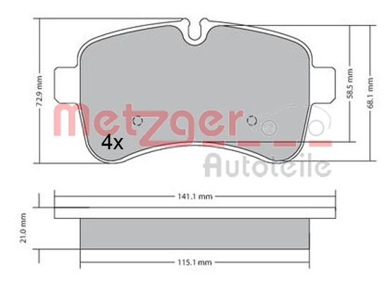 METZGER 1170466 Bremsbelagsatz, Scheibenbremse