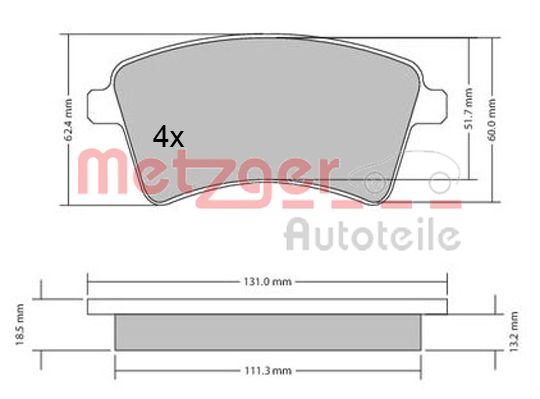METZGER 1170467 GREENPARTS Bremsbelagsatz, Scheibenbremse