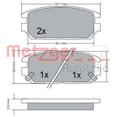 METZGER 1170475 Bremsbelagsatz, Scheibenbremse