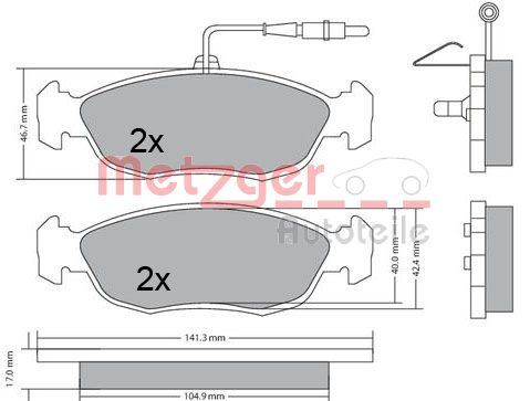 METZGER 1170476 Bremsbelagsatz, Scheibenbremse
