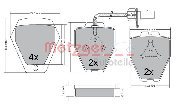 METZGER 1170478 Bremsbelagsatz, Scheibenbremse