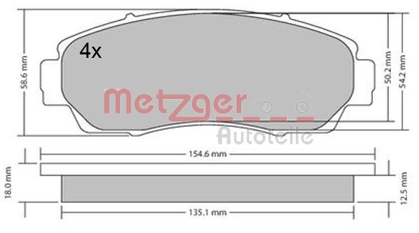METZGER 1170482 Bremsbelagsatz, Scheibenbremse