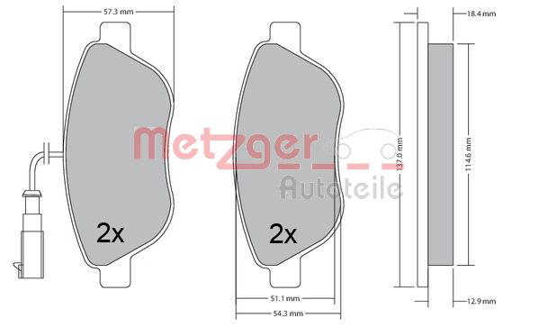 METZGER 1170504 Bremsbelagsatz, Scheibenbremse