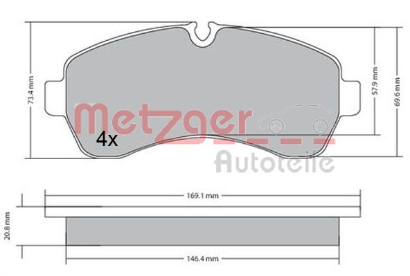 METZGER 1170521 Bremsbelagsatz, Scheibenbremse