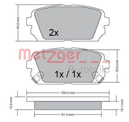 METZGER 1170522 Bremsbelagsatz, Scheibenbremse