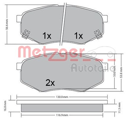 METZGER 1170524 Bremsbelagsatz, Scheibenbremse