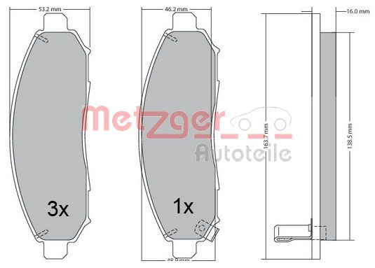 METZGER 1170541 Bremsbelagsatz, Scheibenbremse
