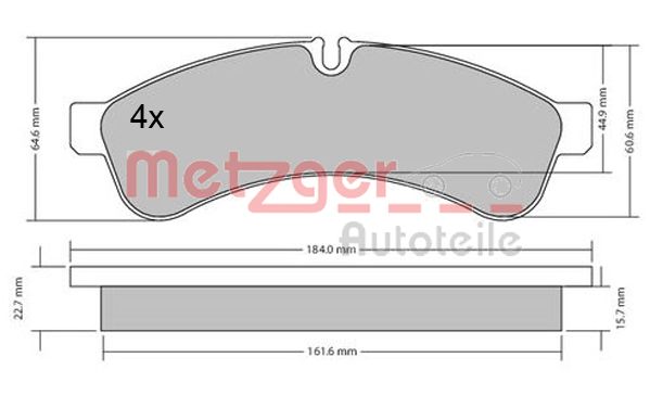 METZGER 1170544 Bremsbelagsatz, Scheibenbremse