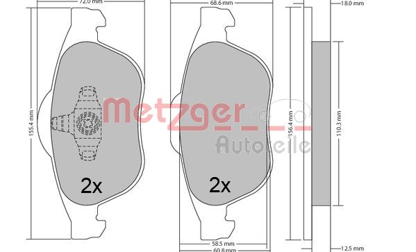 METZGER 1170556 Bremsbelagsatz, Scheibenbremse