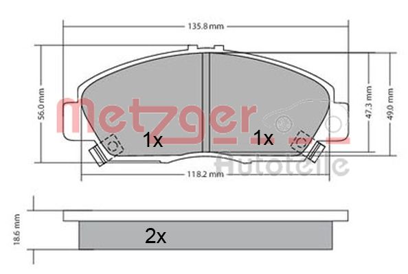METZGER 1170576 Bremsbelagsatz, Scheibenbremse