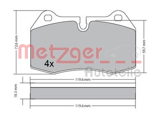 METZGER 1170577 Bremsbelagsatz, Scheibenbremse