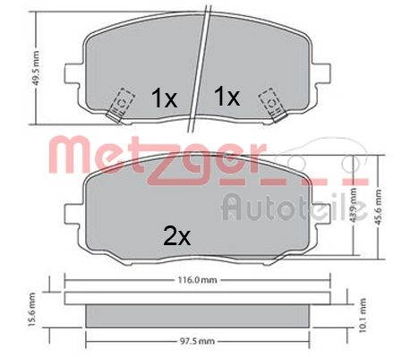 METZGER 1170588 Bremsbelagsatz, Scheibenbremse