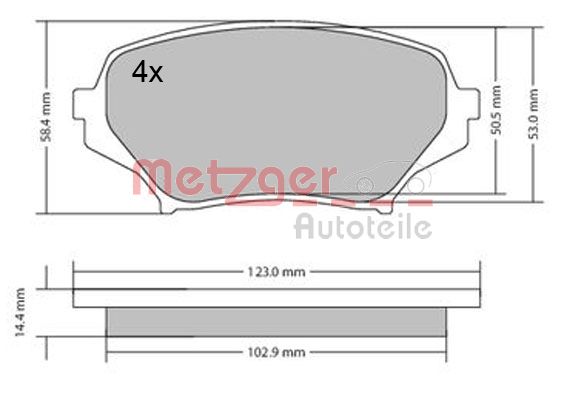METZGER 1170589 Bremsbelagsatz, Scheibenbremse