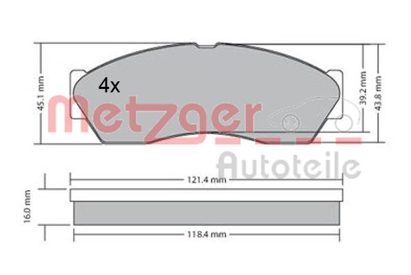 METZGER 1170590 Bremsbelagsatz, Scheibenbremse