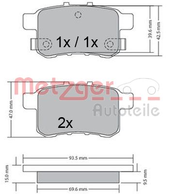 METZGER 1170593 Bremsbelagsatz, Scheibenbremse