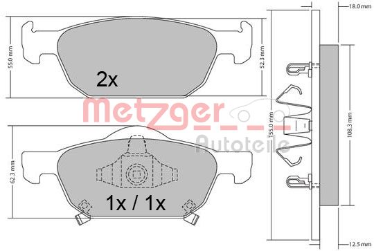 METZGER 1170594 Bremsbelagsatz, Scheibenbremse