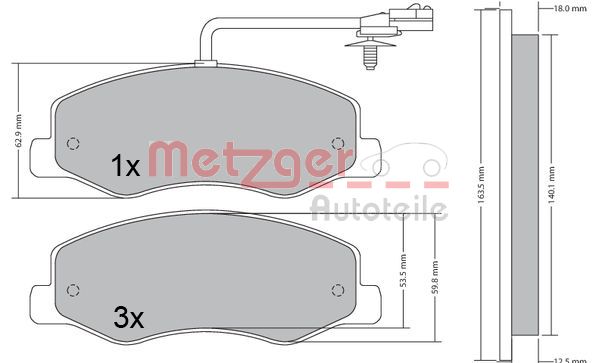 METZGER 1170595 Bremsbelagsatz, Scheibenbremse