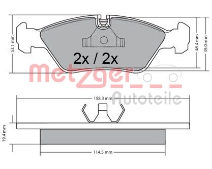 METZGER 1170597 Bremsbelagsatz, Scheibenbremse