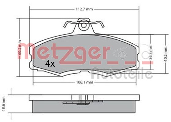 METZGER 1170598 Bremsbelagsatz, Scheibenbremse