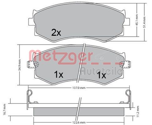 METZGER 1170603 Bremsbelagsatz, Scheibenbremse