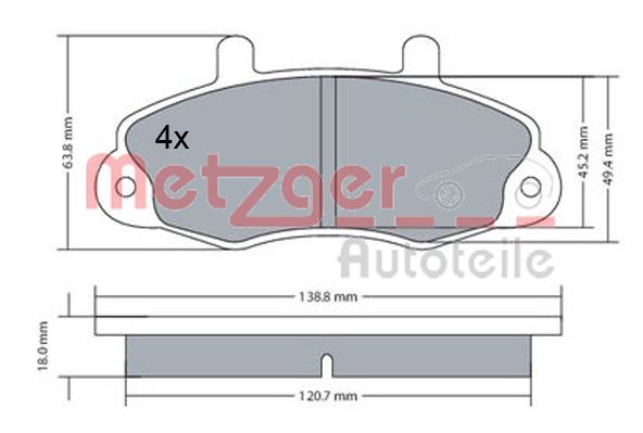 METZGER 1170604 Bremsbelagsatz, Scheibenbremse