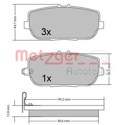 METZGER 1170617 Bremsbelagsatz, Scheibenbremse