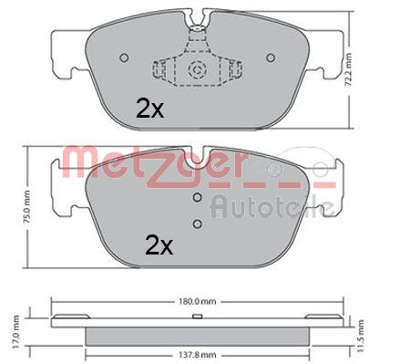 METZGER 1170619 GREENPARTS Bremsbelagsatz, Scheibenbremse